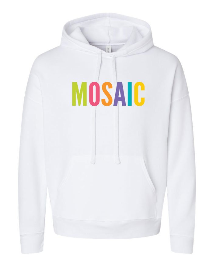 Mosaic Full Color White Hoodies