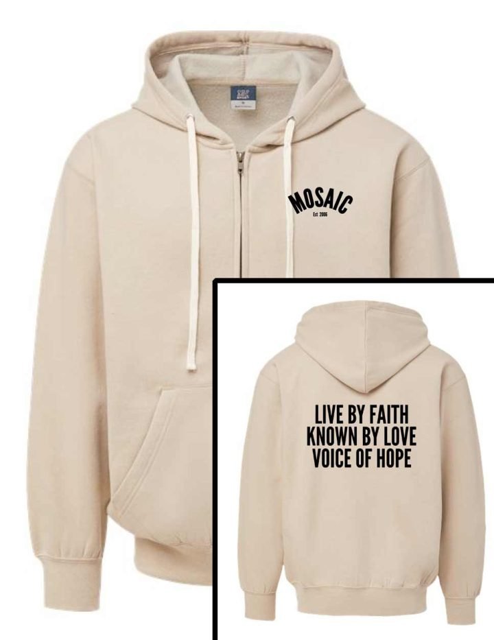Mosaic Voice Of Hope Black Print Full Zip Sweatshirt